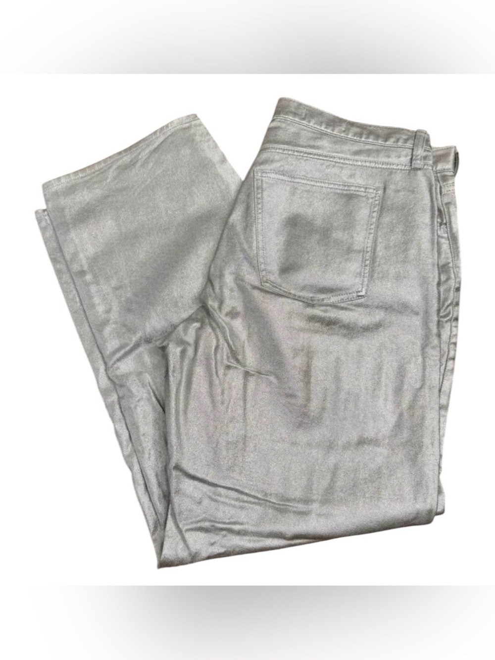 Y2K 90s Baggy Silver Metallic Jeans – Women’s 12R